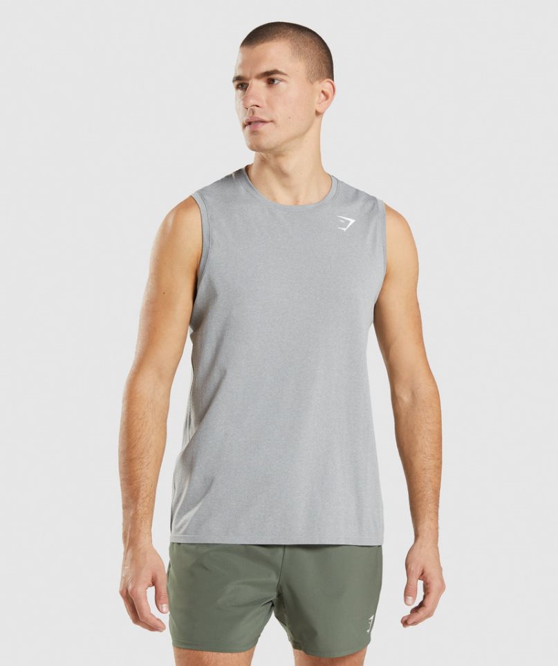 Men\'s Gymshark Arrival Seamless Tanks Grey | NZ 0GJURM